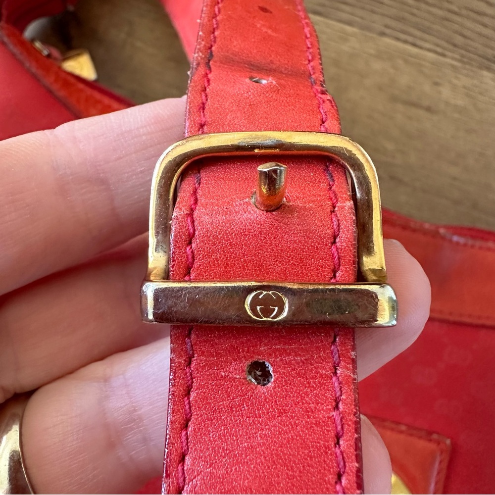 VINTAGE GUCCI Red Shoulder Bag GG Monogram See Pics For Condition - Picture 4 of 15